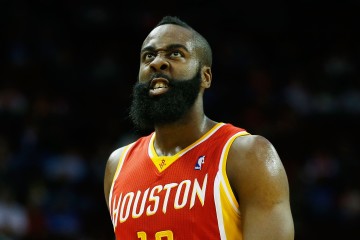 HOUSTON, TX - FEBRUARY 20:  James Harden #13 of the Houston Rockets watches a replay on the court during the game against the Oklahoma City Thunder at Toyota Center on February 20, 2013 in Houston, Texas. NOTE TO USER: User expressly acknowledges and agrees that, by downloading and or using this photograph, User is consenting to the terms and conditions of the Getty Images License Agreement.  (Photo by Scott Halleran/Getty Images)