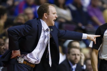 April 7, 2013; Auburn Hills, MI, USA; Detroit Pistons head coach Lawrence Frank reacts in the second quarter against the Chicago Bulls at The Palace. Mandatory Credit: Rick Osentoski-USA TODAY Sports