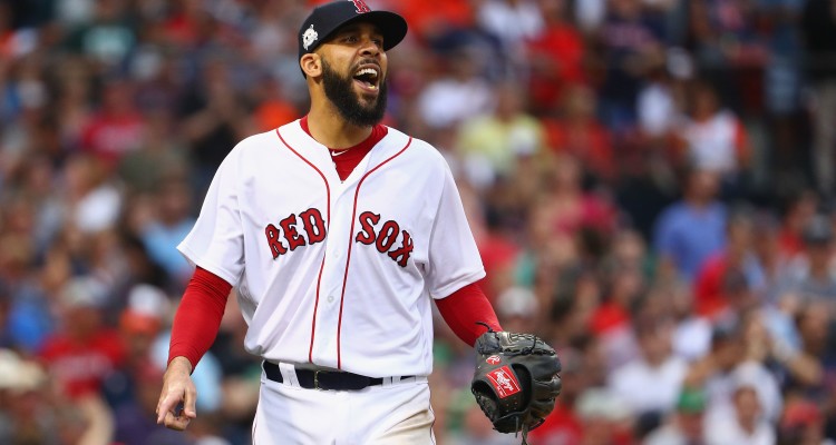 BOSTON, MA - OCTOBER 08:  David Price #24 of the Boston Red Sox reacts after pitching in the seventh inning against the Houston Astros during game three of the American League Division Series at Fenway Park on October 8, 2017 in Boston, Massachusetts.  (Photo by Maddie Meyer/Getty Images)